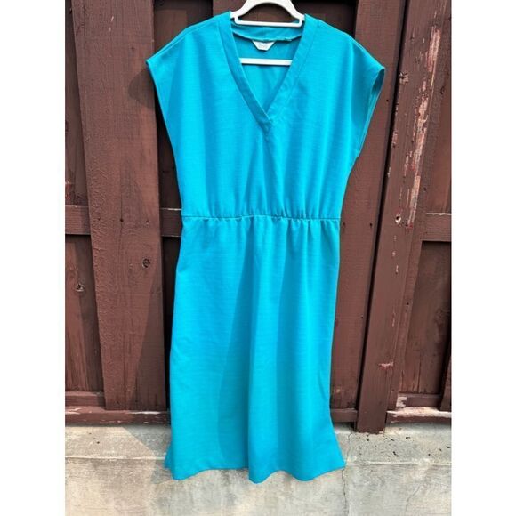 Vintage Sears teal dress elastic waist one tag - Picture 8 of 11